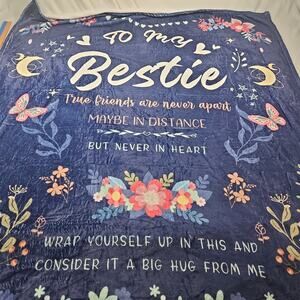 Bestie Gifts for Women - Best Friend Blanket, 60 X 50 Inch - Flannel Throw, Thin